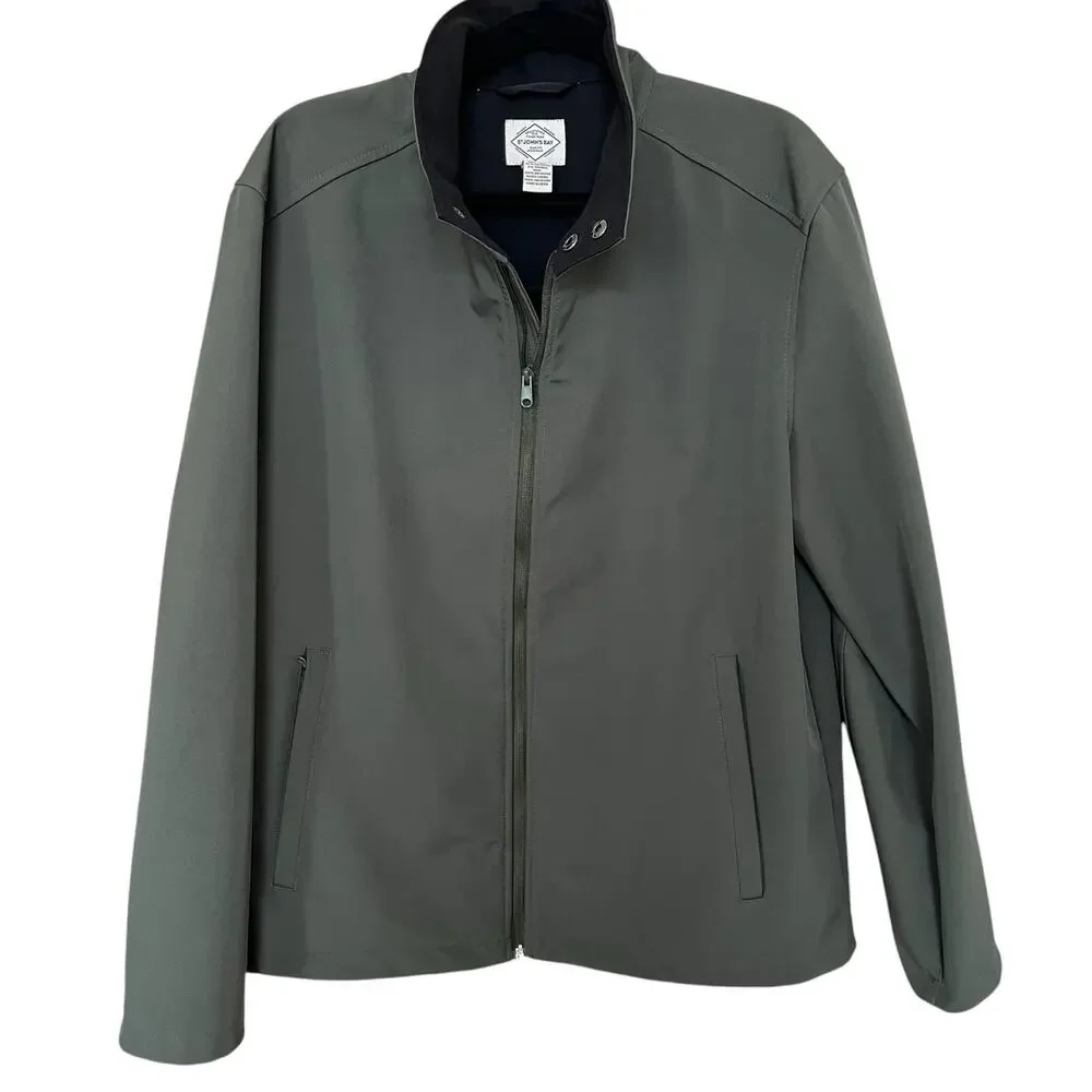 St. John's Bay Soft Shell Performance Jacket Men's Size Large Green Pockets